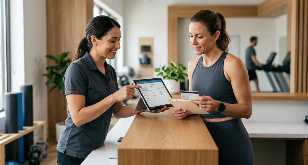 Patient confirming insurance coverage, treatment cost, and clinic access before starting physical therapy.
