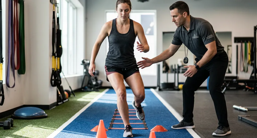 physical therapist assessing an athlete for sport and injury-specific rehabilitation experience