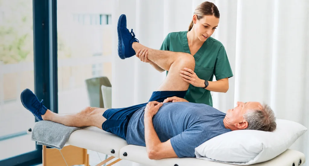 Physical therapist providing professional injury care