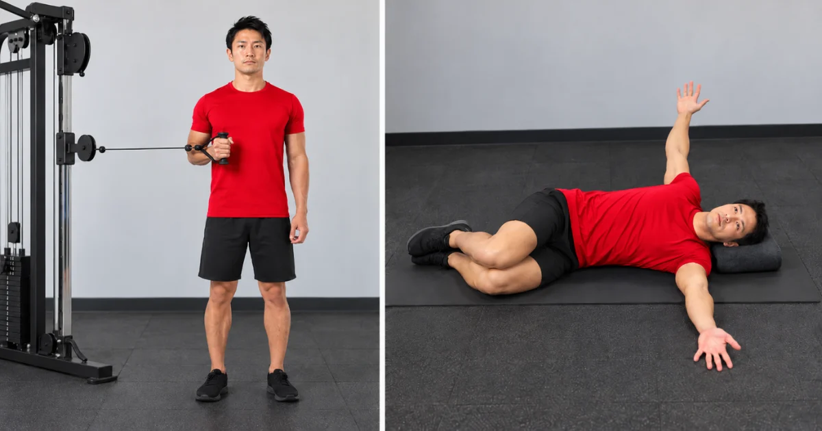 Band external rotation and open book exercises for golf shoulder pain