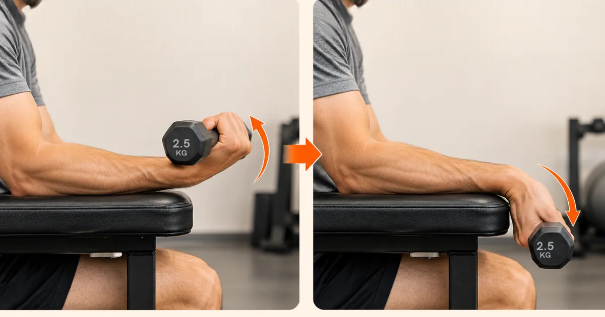 Eccentric wrist curl exercise for golfer's elbow