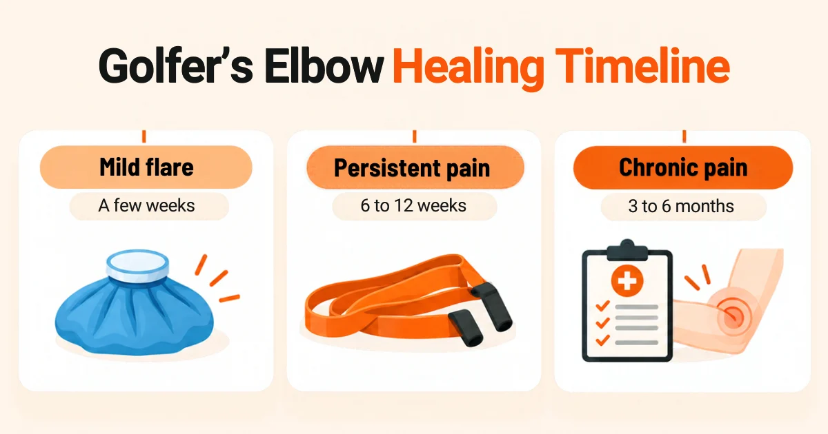 Timeline of golfer's elbow recovery time by stage