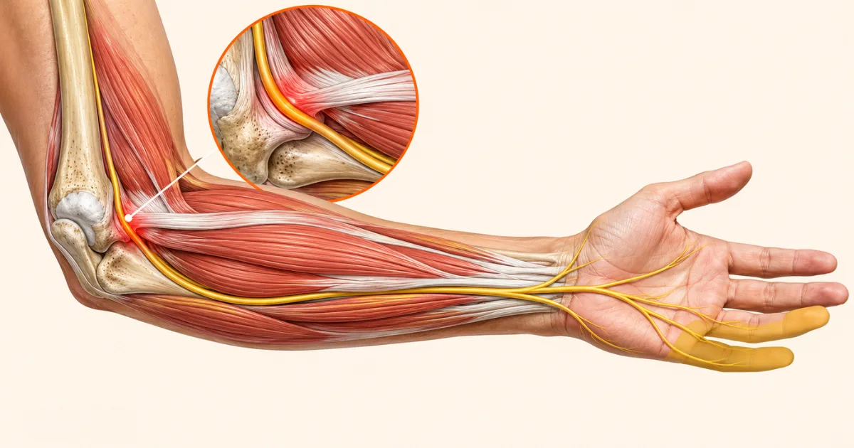 Illustration of the inner elbow tendons affected by golfer's elbow
