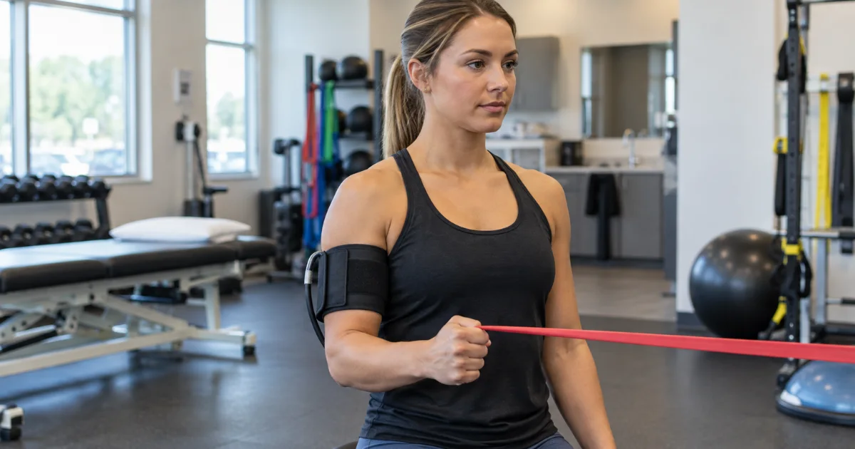 Light resistance band strengthening with blood flow restriction after shoulder surgery
